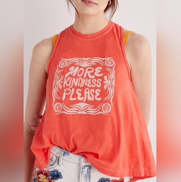 Anthropologie Womens Sun Keep Kindness Twist-Back Graphic Tank 100% Cotton Sz XS - Picture 1 of 13
